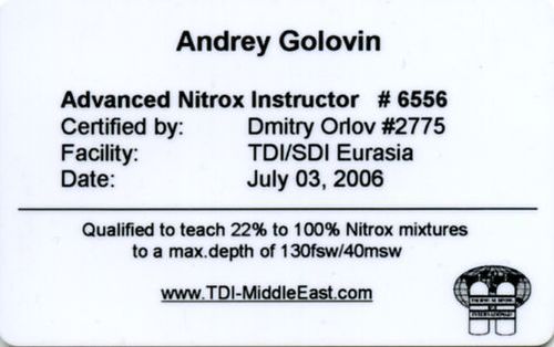 Advance Nitrox Instructor